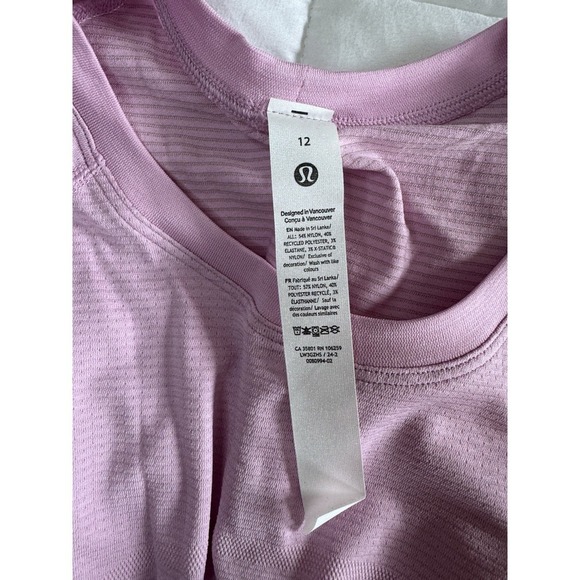 New Lululemon Women Size 12 Swiftly Tech Cropped Short Sleeve 2.0 Vita Pink - Picture 9 of 9